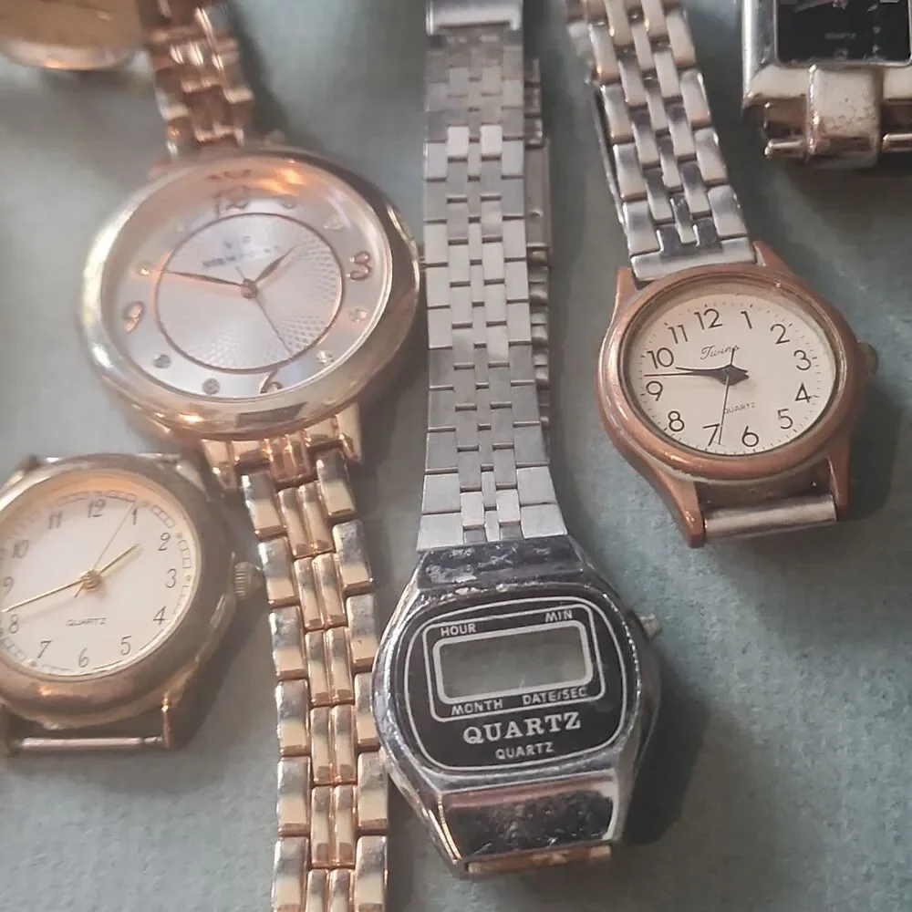 VTG Watch Lot of 8 Gold Silver Tone Ompex Quartz Digital Analog Parts Repair